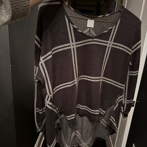 AMS Pure Black and Gray Plaid Sweater